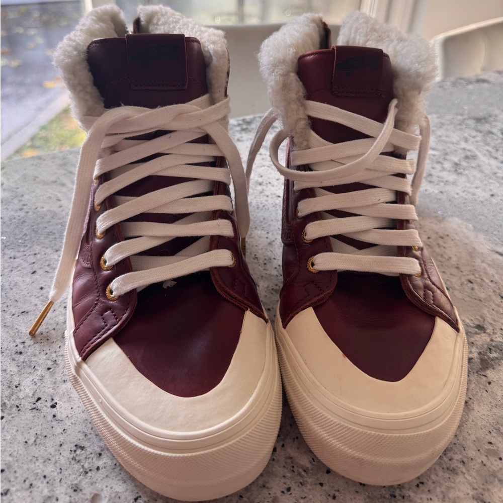 Vans x Kith Burgundy Leather High-Top Sneakers